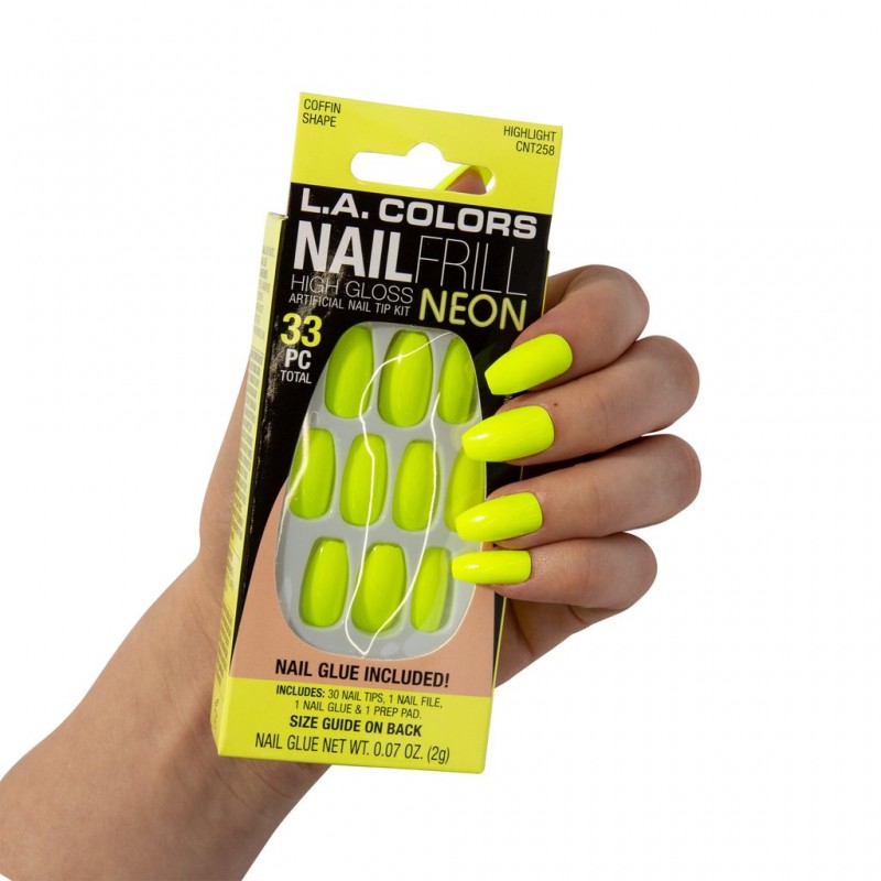 L A COLORS NAIL FRILL NEON ARTIFICIAL NAIL TIP