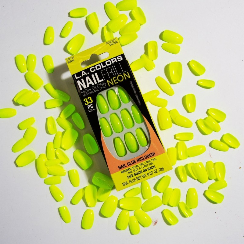 L A COLORS NAIL FRILL NEON ARTIFICIAL NAIL TIP