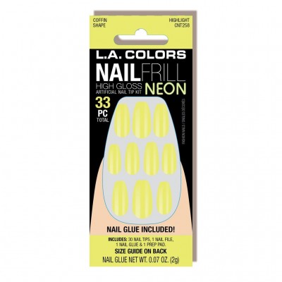 L A COLORS NAIL FRILL NEON ARTIFICIAL NAIL TIP
