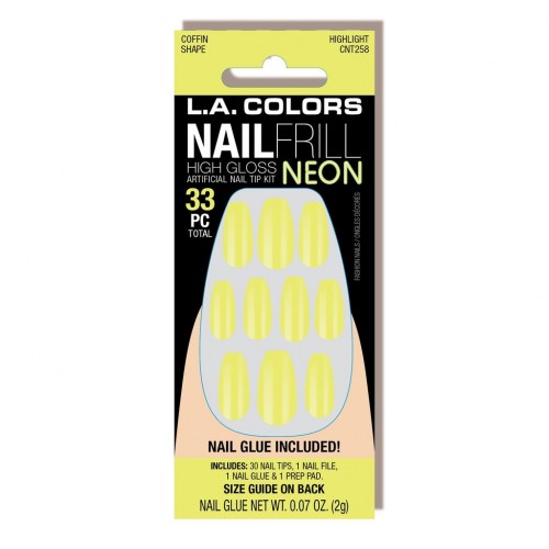 L A COLORS NAIL FRILL NEON ARTIFICIAL NAIL TIP