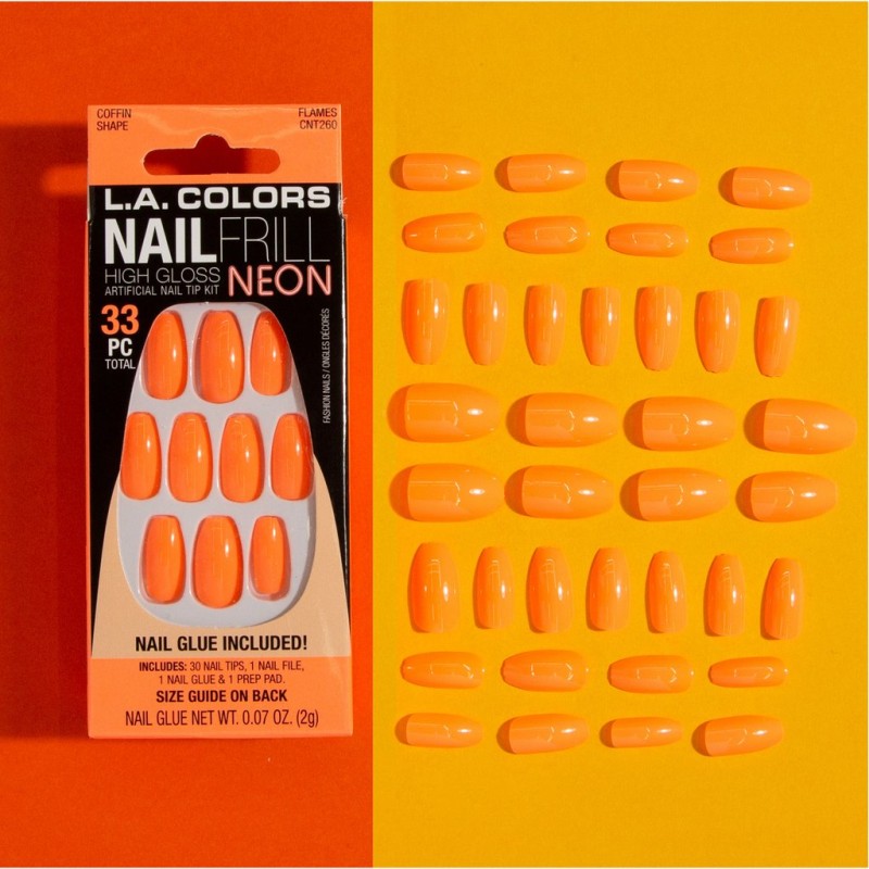 L A COLORS NAIL FRILL NEON ARTIFICIAL NAIL TIP