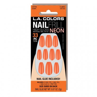 L A COLORS NAIL FRILL NEON ARTIFICIAL NAIL TIP