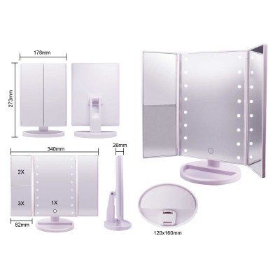 TOUCH SCREEN CONTROL LED LIGHTED DESKTOP MAKEUP MIRROR