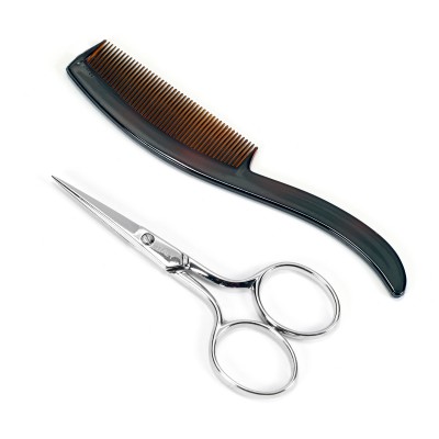 3 1/2" MUSTACHE SCISSORS &COMB4102N